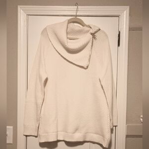 Talbot's cream thick cotton blend sweater asymmetrical cowl